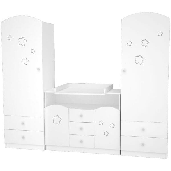Comoda De Infasat Hubners Matei 106 Cm Alb Cu Stelute - Imagine 5