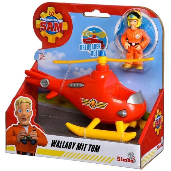 Elicopter Simba Fireman Sam Wallaby Cu Figurina Tom - Imagine 4
