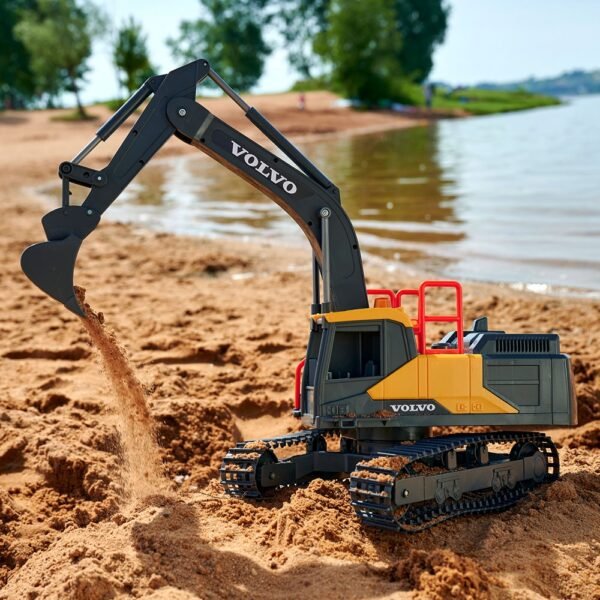 Excavator Dickie Toys Volvo Mining Excavator 60 Cm Cu Telecomanda, Lumini Si Sunete Gri - Imagine 6