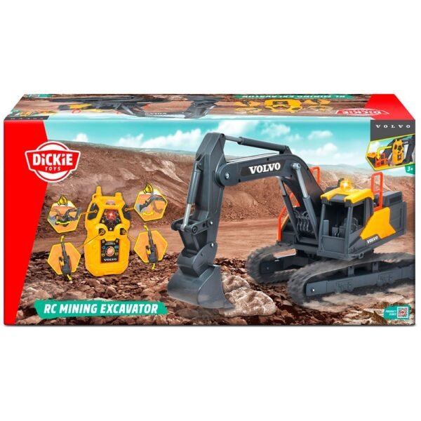 Excavator Dickie Toys Volvo Mining Excavator 60 Cm Cu Telecomanda, Lumini Si Sunete Gri - Imagine 8