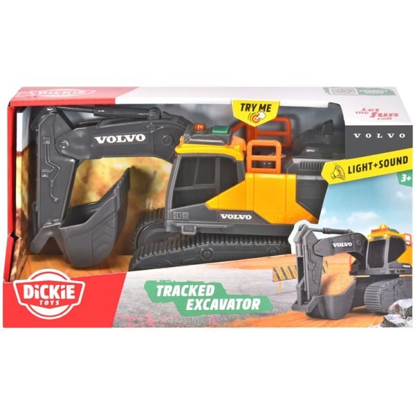 Excavator Dickie Toys Volvo Tracked Excavator 23 Cm Cu Lumini Si Sunete - Imagine 9