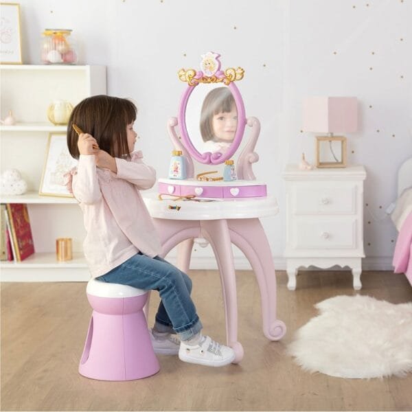 Jucarie Smoby Masuta De Machiaj Disney Princess 2 In 1 Roz Cu Accesorii - Imagine 6