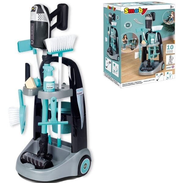 Jucarie Smoby Set Curatenie Cu Troller Si Aspirator Electronic Rowenta Negru - Imagine 12
