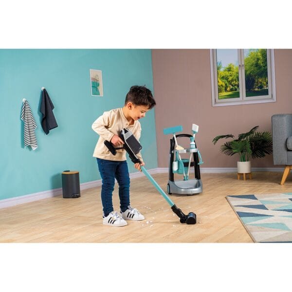 Jucarie Smoby Set Curatenie Cu Troller Si Aspirator Electronic Rowenta Negru - Imagine 7