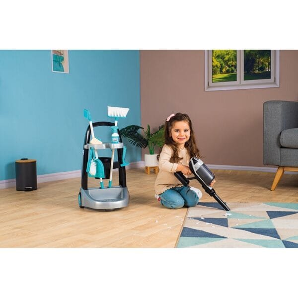 Jucarie Smoby Set Curatenie Cu Troller Si Aspirator Electronic Rowenta Negru - Imagine 8