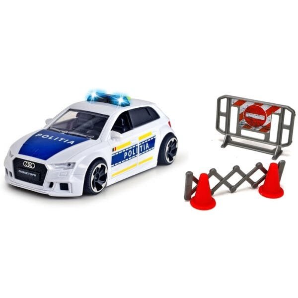 Masina De Politie Dickie Toys Audi Rs3 1:32 15 Cm Cu Lumini, Sunete Si Accesorii - Imagine 2