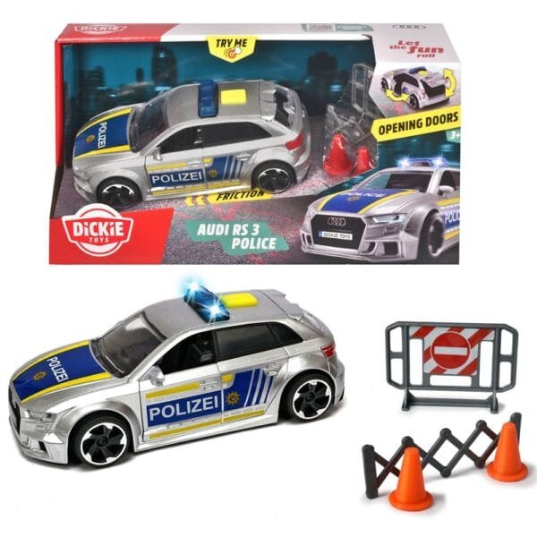 Masina De Politie Dickie Toys Audi Rs3 1:32 15 Cm Cu Lumini, Sunete Si Accesorii - Imagine 8