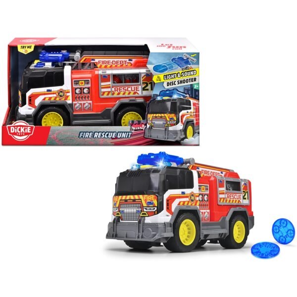 Masina De Pompieri Dickie Toys Fire Rescue Unit 30 Cm Cu Lumini Si Sunete - Imagine 11