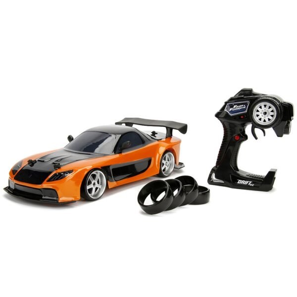 Masina Jada Toys Fast And Furious Mazda Rx-7 Drift Cu Anvelope Si Telecomanda