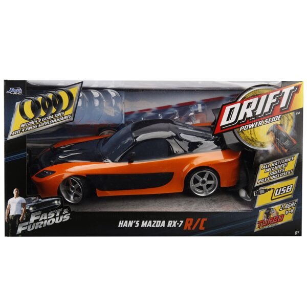 Masina Jada Toys Fast And Furious Mazda Rx-7 Drift Cu Anvelope Si Telecomanda - Imagine 15