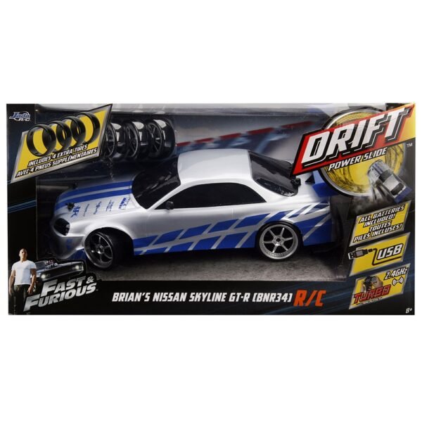 Masina Jada Toys Fast And Furious Nissan Skyline Gtr Drift Cu Anvelope Si Telecomanda - Imagine 17