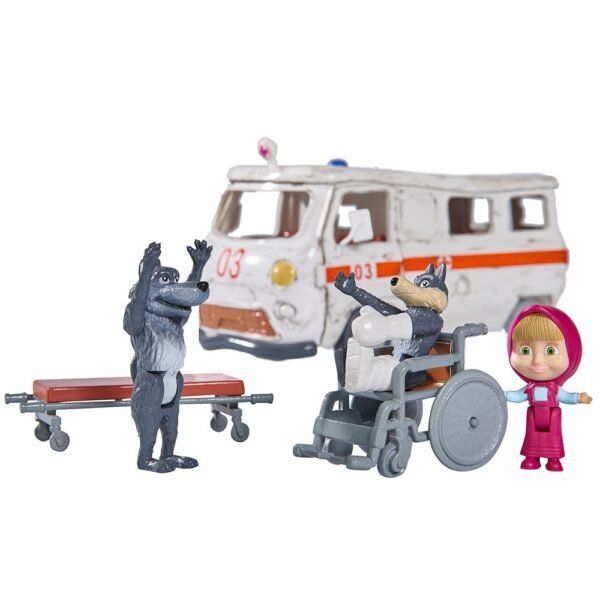 Masina Simba Masha And The Bear Ambulance Cu Accesorii - Imagine 2