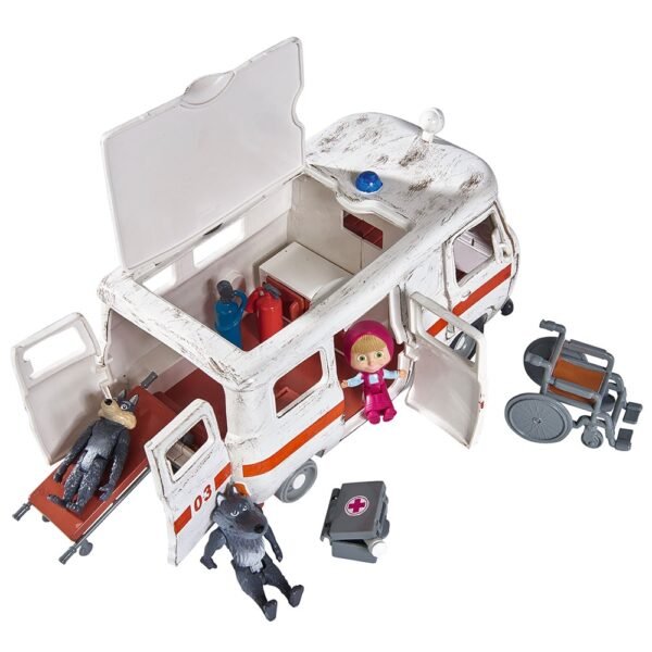 Masina Simba Masha And The Bear Ambulance Cu Accesorii - Imagine 3