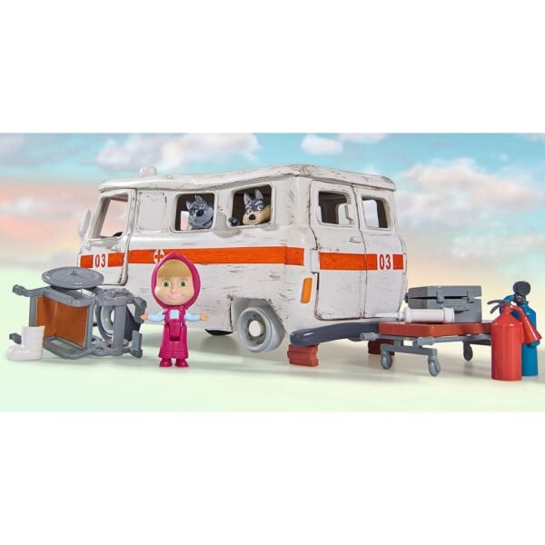 Masina Simba Masha And The Bear Ambulance Cu Accesorii - Imagine 5