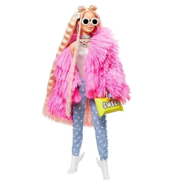 Papusa Barbie By Mattel Extra Style Fluffy Pinky Grn28 Cu Figurina Si Accesorii - Imagine 2