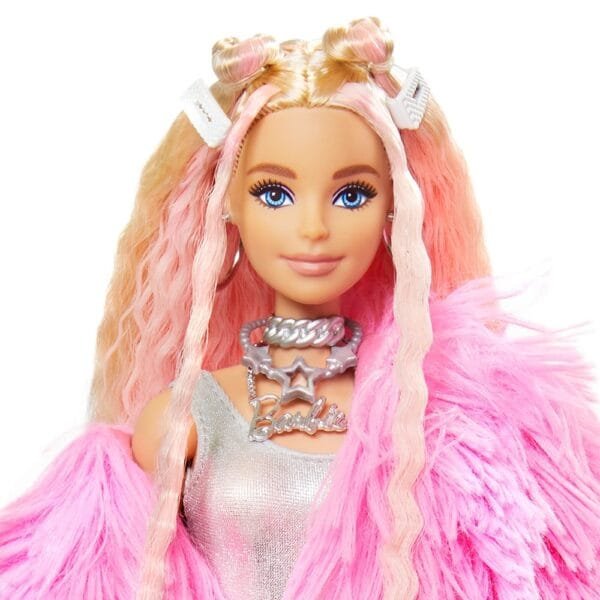 Papusa Barbie By Mattel Extra Style Fluffy Pinky Grn28 Cu Figurina Si Accesorii - Imagine 4