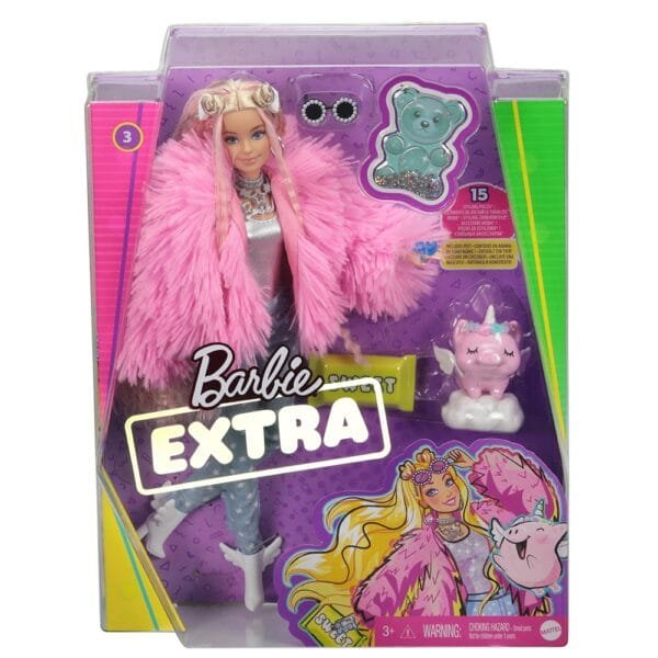 Papusa Barbie By Mattel Extra Style Fluffy Pinky Grn28 Cu Figurina Si Accesorii - Imagine 7