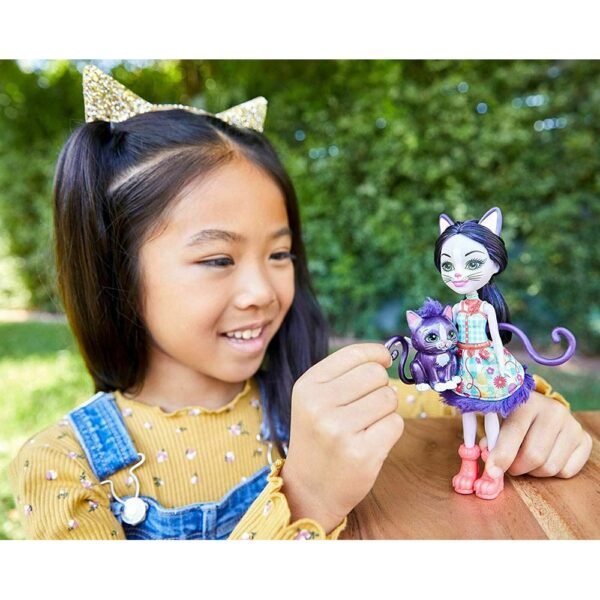 Papusa Enchantimals By Mattel Ciesta Cat Cu Figurina Climber - Imagine 5