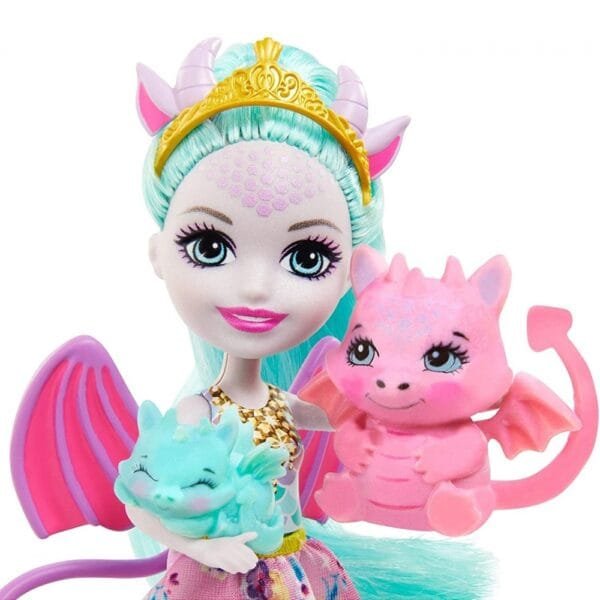 Papusa Enchantimals By Mattel Deanna Dragon Family Cu 3 Figurine Si Accesorii - Imagine 2