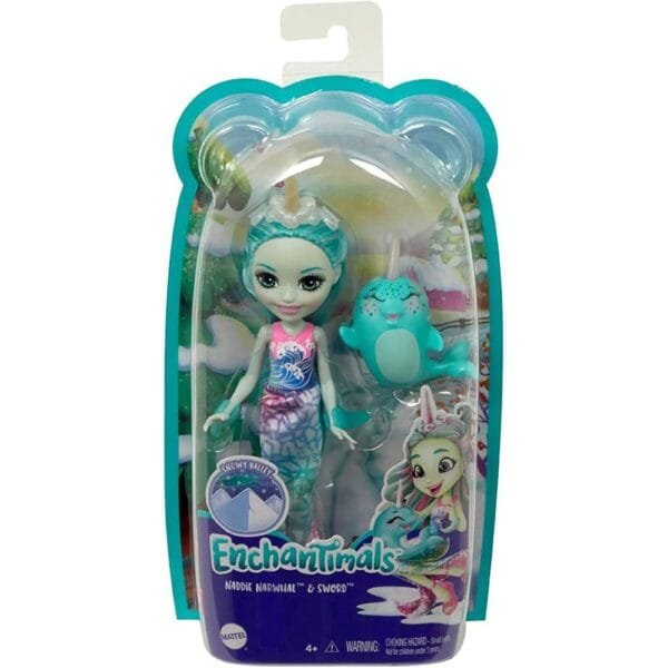 Papusa Enchantimals By Mattel Naddie Narwhal Cu Figurina Sword - Imagine 8
