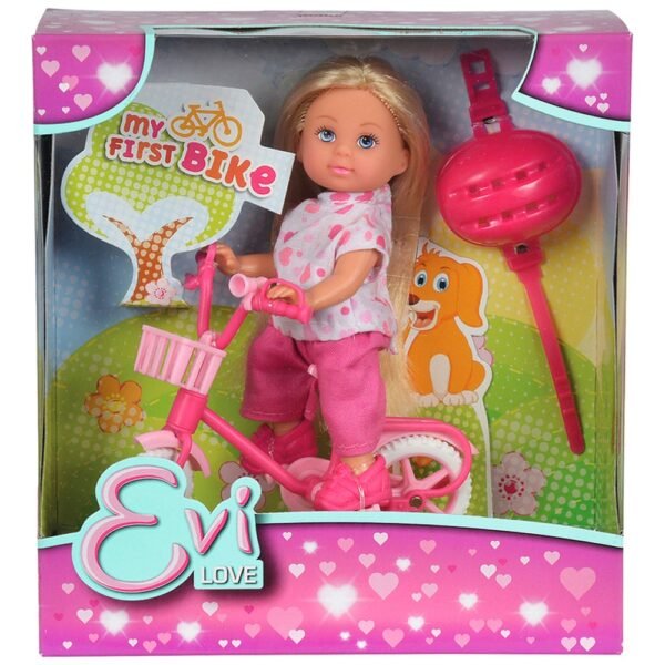 Papusa Simba Evi Love My First Bike 12 Cm Inimioare - Imagine 2