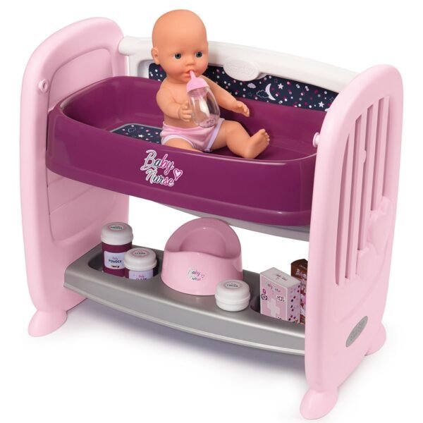 Patut Co-Sleeper Pentru Papusi Smoby Baby Nurse 2 In 1 - Imagine 2