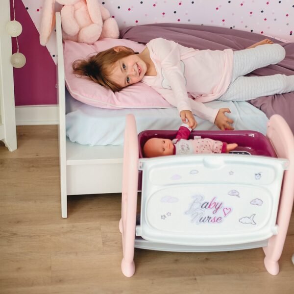 Patut Co-Sleeper Pentru Papusi Smoby Baby Nurse 2 In 1 - Imagine 8