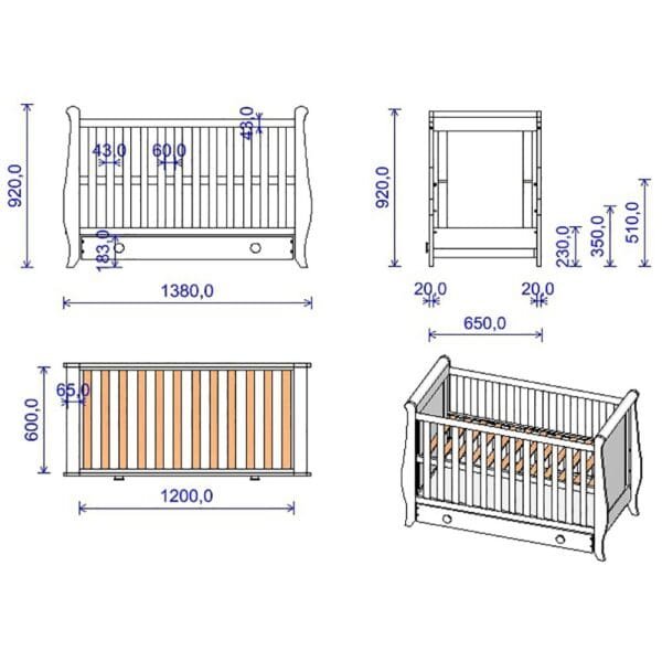 Patut Copii Din Lemn Hubners Mira 120X60 Cm Alb Cu Sertar - Imagine 10