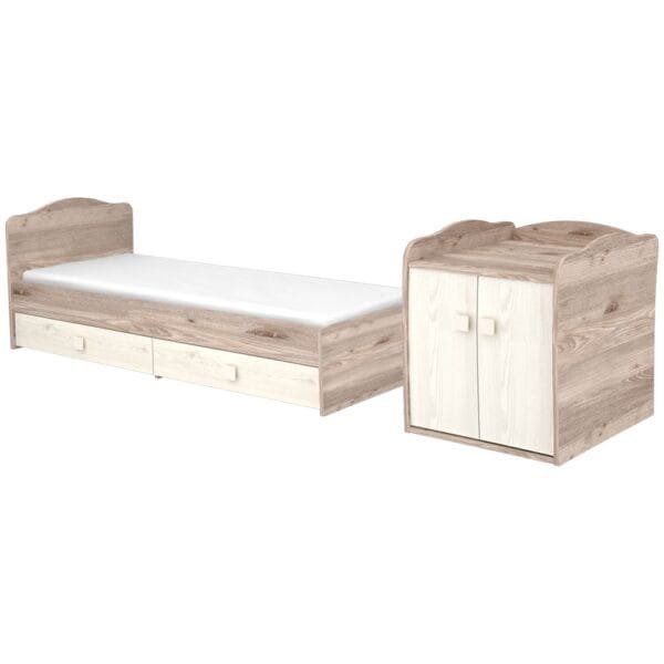 Patut Copii Transformabil Din Lemn Cu 2 Sertare Hubners Sofia Maxi Kombi 120X70 Cm Crem Nisip - Imagine 5