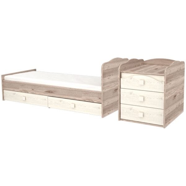 Patut Copii Transformabil Din Lemn Cu 5 Sertare Hubners Sofia Maxi Kombi 120X70 Cm Crem Nisip - Imagine 4