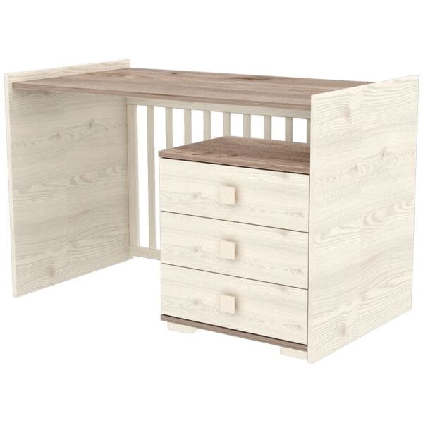 Patut Copii Transformabil Din Lemn Cu 5 Sertare Hubners Sofia Multi Kombi 120X70 Cm Crem Nisip - Imagine 5