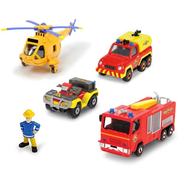 Pista De Masini Dickie Toys Fireman Sam Rescue Team Sam Fire Cu 3 Masinute, 1 Elicopter Si O Figurina - Imagine 2