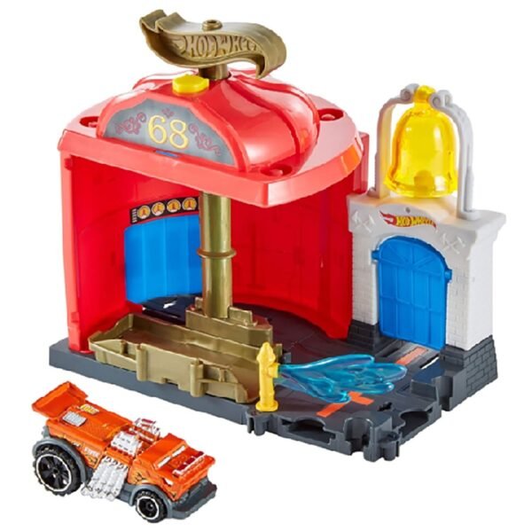 Pista De Masini Hot Wheels By Mattel City Downtown Fire Station Spinout Cu Masinuta - Imagine 2