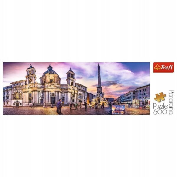 Puzzle Trefl Panorama, Piata Navona Roma 500 Piese - Imagine 3