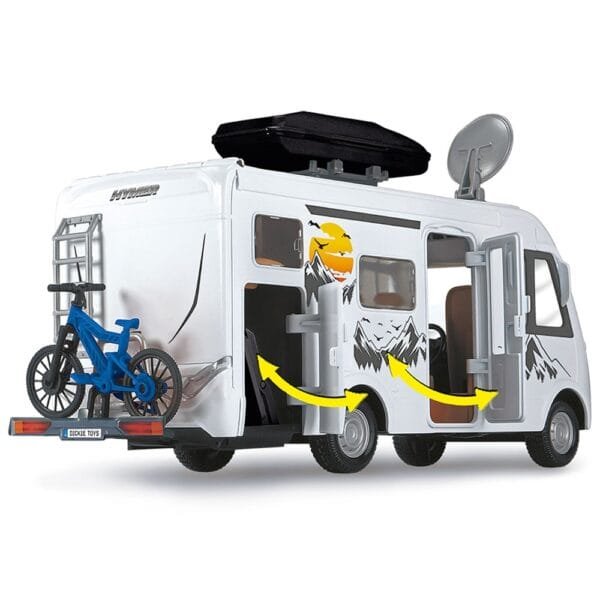 Rulota Dickie Toys Camper Hymer Camping Van Class B Cu Figurina Si Accesorii - Imagine 4