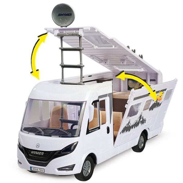 Rulota Dickie Toys Camper Hymer Camping Van Class B Cu Figurina Si Accesorii - Imagine 5
