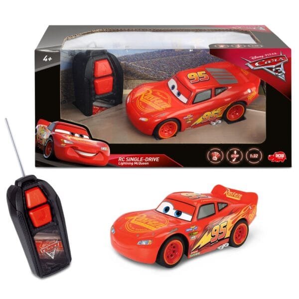 Masina Dickie Toys Cars 3 Single-Drive Lightning Mcqueen Cu Telecomanda - Imagine 3