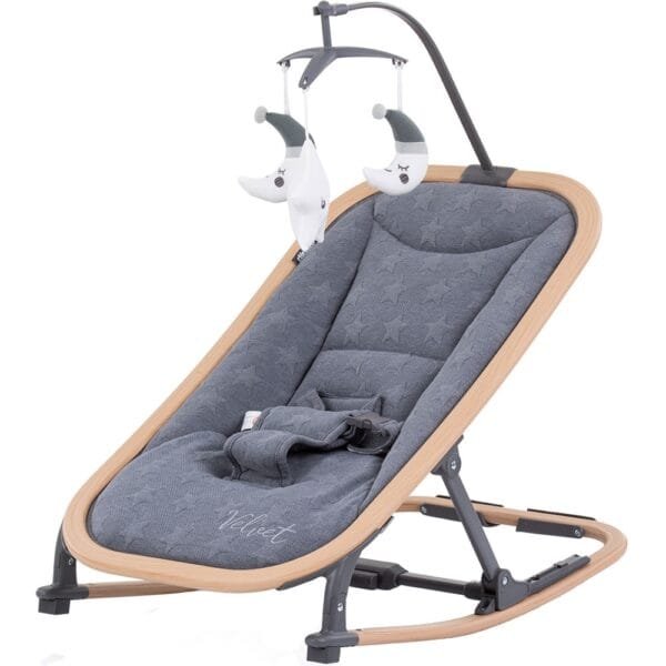 Scaunel Balansoar Chipolino Velvet Graphite Wood