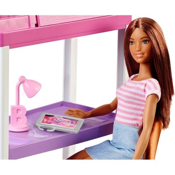 Set Barbie By Mattel Estate Birou Cu Pat Supraetajat, Papusa Si Accesorii - Imagine 2