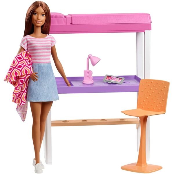 Set Barbie By Mattel Estate Birou Cu Pat Supraetajat, Papusa Si Accesorii - Imagine 5