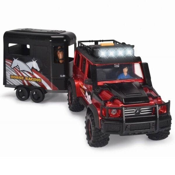 Set Dickie Toys Horse Trailer Masina Mercedes-Benz Amg 500 Cu Remorca Si Figurine - Imagine 2
