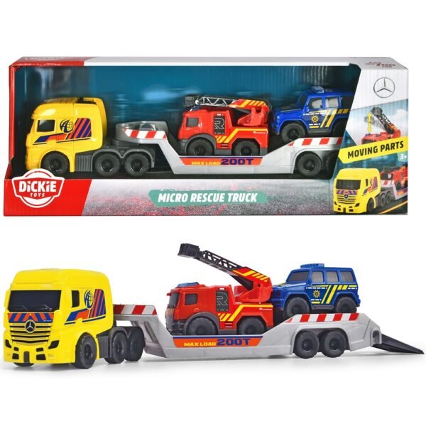 Set Dickie Toys Micro Rescue Truck Cu Un Camion De Salvare Si 2 Vehicule - Imagine 2