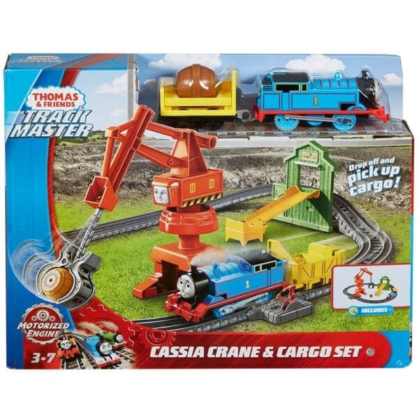 Set Fisher Price By Mattel Thomas And Friends Cassia Crane And Cargo Sina Cu Locomotiva Motorizata Si Vagon - Imagine 2