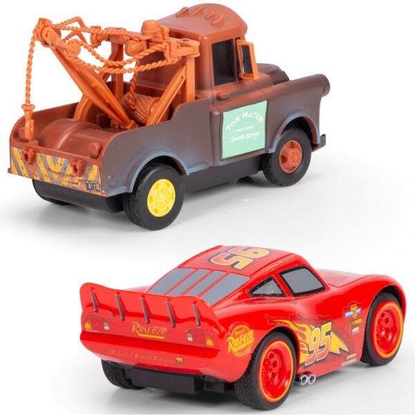 Set Masine Jada Toys Rc Cars Lightning Mcqueen + Mater Twin Pack 1:32 14 Cm Cu Telecomanda - Imagine 2