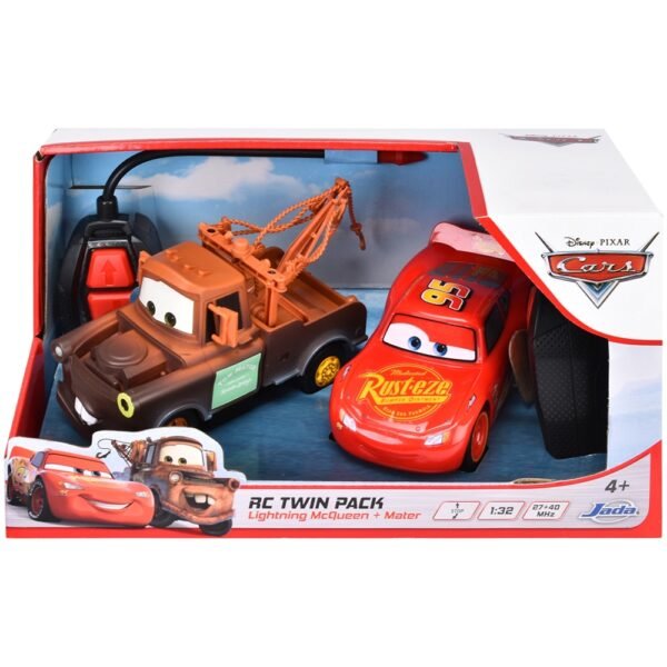 Set Masine Jada Toys Rc Cars Lightning Mcqueen + Mater Twin Pack 1:32 14 Cm Cu Telecomanda - Imagine 6