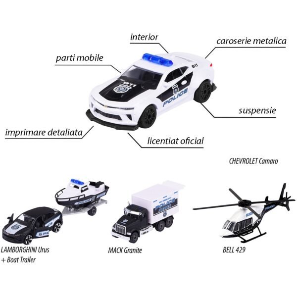 Set Masinute Majorette Police Force Cu 5 Vehicule De Interventie - Imagine 4