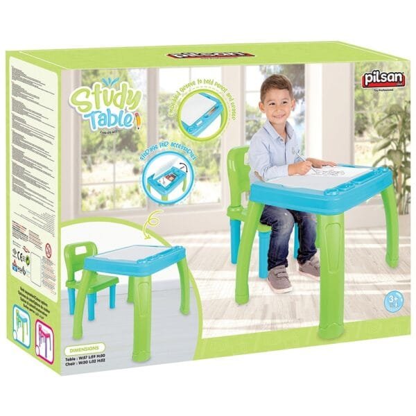 Set Masuta Cu Scaun Pentru Copii Pilsan Study Table Blue - Imagine 2