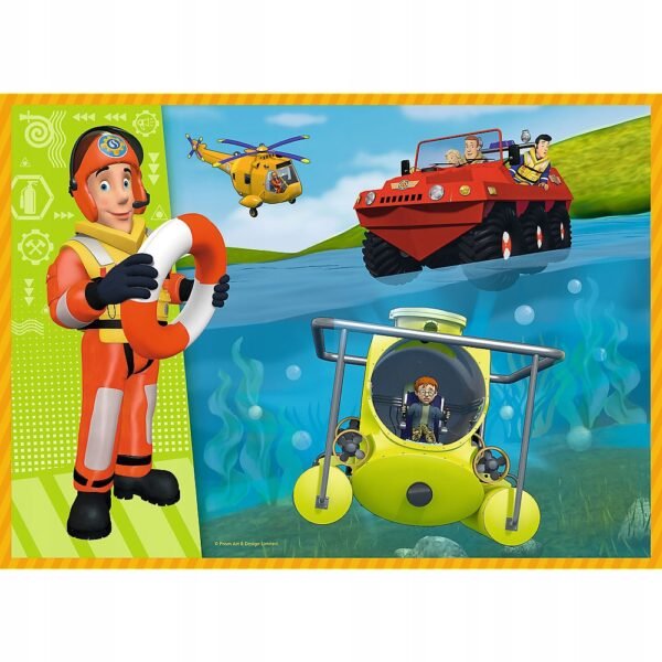 Set Puzzle 4 In 1 Trefl Fireman Sam, Pompierul Sam In Ajutor, 1X35 Piese, 1X48 Piese, 1X54 Piese, 1X70 Piese - Imagine 6