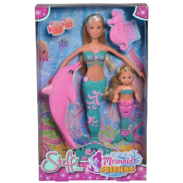 Set Simba Steffi Love Mermaid Friends Papusa 29 Cm, Papusa 12 Cm, Delfin Si Accesorii - Imagine 6