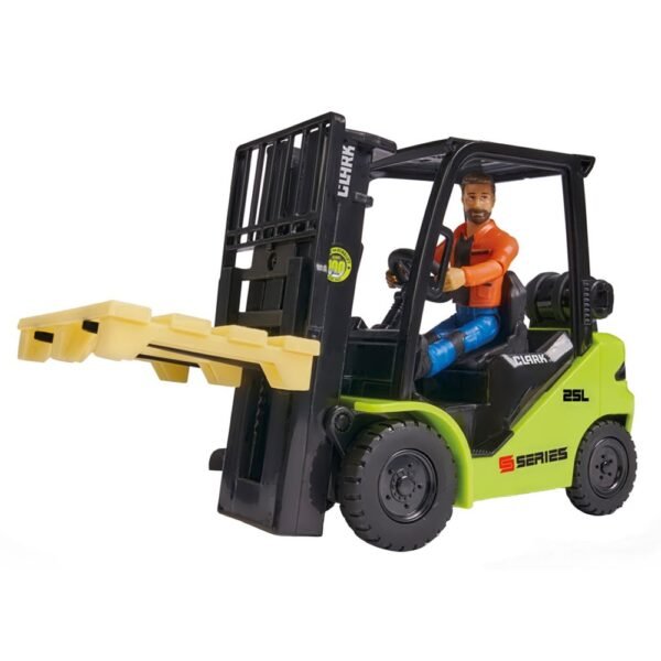 Stivuitor Dickie Toys Clark S25 Forklift Cu Figurina Si Accesorii